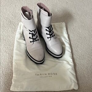 Taryn Rose Women's Lace Up Cream Boots